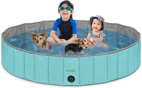 Kundu Redonda (63 pulgadas de diámetro x 12 pulgadas de profundidad) PVC resistente al aire libre para mascotas y niños piscina / bañera - portátil