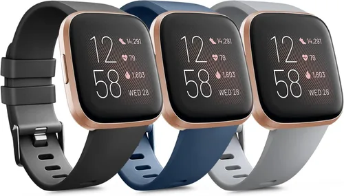 Miniatura 17 de PAQUETE DE 3 Bandas de Silicona Suave Compatibles con Fitbit Versa Bandas Deportivas Ajustables para Mujeres y Hombres Tallas Pequeña y Grande