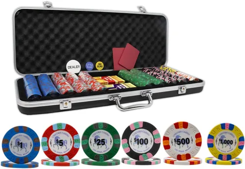 Miniatura 7 de DA VINCI Unicorn All Clay - Juego de fichas de póquer con 500 fichas auténticas de casino con peso de 0.32 oz, funda ABS negra, 2 barajas de cartas