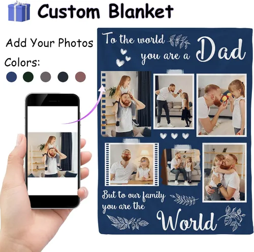 Miniatura 2 de Magimagine - Manta personalizada para papá con foto, mantas personalizadas con foto para papá de parte de su hija o hijo, regalos de cumpleaños