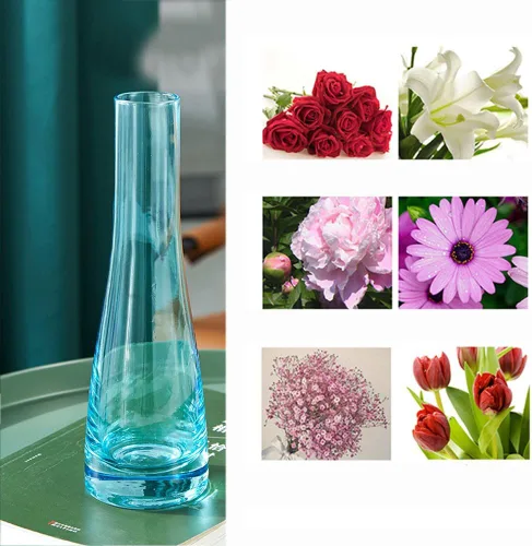 Miniatura 9 de Jarrones de cristal hechos a mano, florero de flores transparentes, jarrones de tallo único, botellas decorativas, centro de mesa para decoración