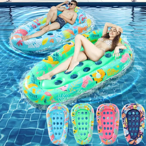 Paquete de 4 flotadores de piscina para adultos, 72 x 42 pulgadas, tamaño ultra con reposacabezas, agujeros de enfriamiento, tapetes gigantes para