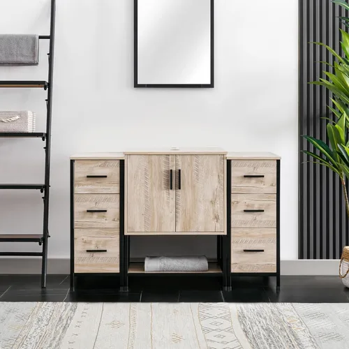 Miniatura 27 de eclife Combo de Tocador de Baño de 36" con Lavabo, Gabinete Moderno de Soporte de Metal con Estante Inferior y Gabinete Lateral de Almacenamiento