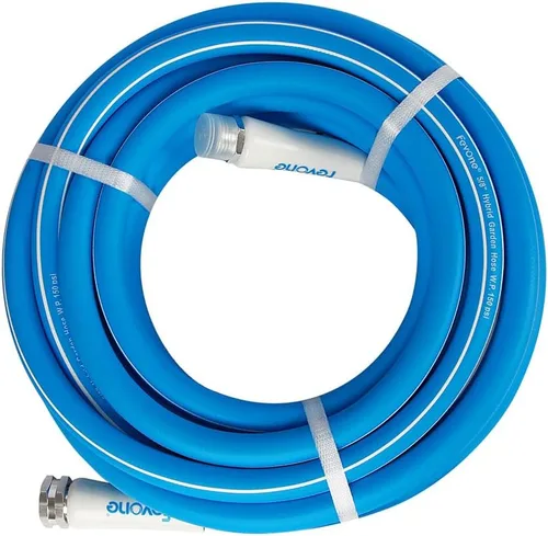 Miniatura 12 de Fevone Manguera de jardín de 12 pies, manguera de agua híbrida ligera, flexible y duradera, conexiones sin fugas