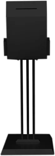 Urna de pie con (2) bolsillos para folletos de 4.5 pulgadas, soporte para caja de sugerencias de 45 pulgadas de alto, color negro