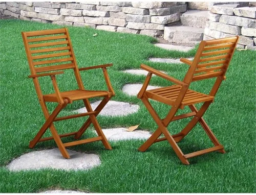 Miniatura 2 de East West Furniture BBSCANA Beasley - Sillas de comedor plegables para patio con reposabrazos, madera de acacia, juego de 2, aceite natural