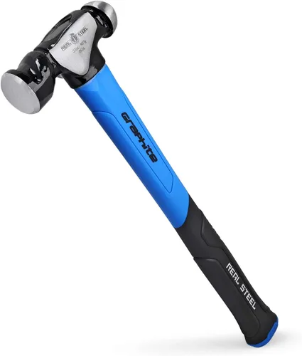 Miniatura 9 de Real Steel Martillo de bola 16oz, herramienta de metal de grafito encamisado forjado cabeza de acero martillo de bola Pein Hammer 0504