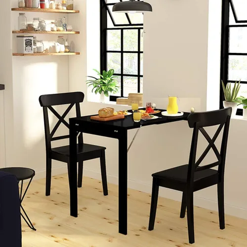 Mesa flotante invisible montada en la pared, escritorio plegable simple para ordenador portátil, mesas de bar convertibles, mesa de comedor de Negro