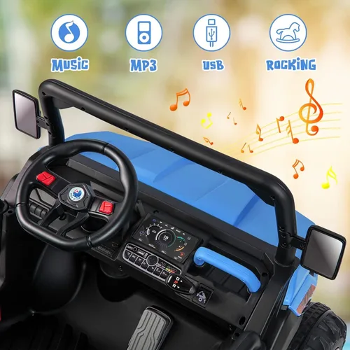 Miniatura 5 de OLAKIDS Coche Montable de 2 Asientos, Vehículo Eléctrico UTV Todoterreno de 12V con Control Remoto, Cama Basculante, Pala Extra, Música, USB, AUX