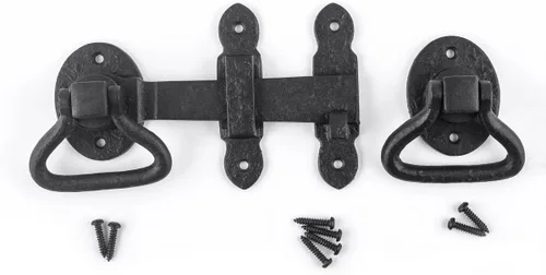 Miniatura 11 de Renovators Supply Manufacturing Pestillo de portón negro de hierro forjado juego 4 pulgadas x 6 3/8 pulgadas