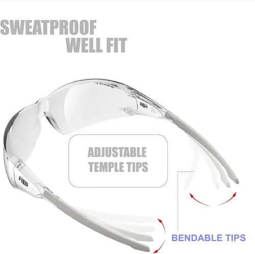 Miniatura 8 de HTS HUNTERSKY ANSI Z87.1 Gafas de seguridad antivaho envolventes transparentes, gafas de laboratorio para pickleball y química con resistencia a