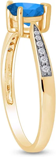 Miniatura 3 de AFFY Anillo de promesa de corazón solitario de oro de 14 quilates sobre plata esterlina, regalo para ella
