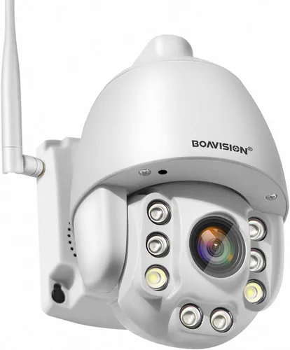 BOAVISION Cámara WiFi PTZ de 5 MP, cámara IP inalámbrica HD para exteriores, zoom óptico Pan Tilt 5X, Audio bidireccional, visión nocturna a todo