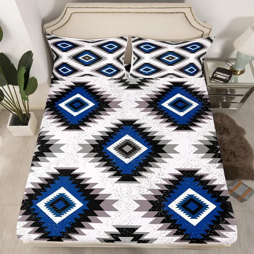 Miniatura 25 de Juego de sábanas bajeras de diseño nativo americano del suroeste para niños, niñas y adolescentes, juego de ropa de cama tribal para niños, niñas