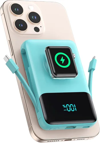 Miniatura 8 de Cargador portátil magnético para iPhone con cable incorporado, banco de energía inalámbrico de 10800mAh para Magsafe, esencial de viaje, paquete