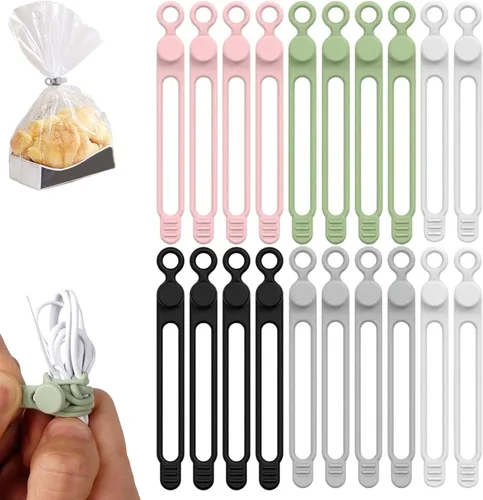 Miniatura 9 de Organizador de cables de silicona, bridas para cables, organizador de cables reutilizable, organizador de cables para agrupación y fijación