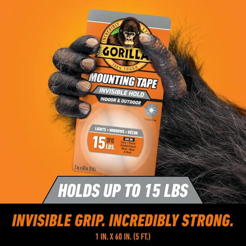 Miniatura 2 de Gorilla Resistente y transparente; cinta de montaje de doble cara; resistente a la intemperie; 1 x 60 pulgadas; transparente; (paquete de 2)