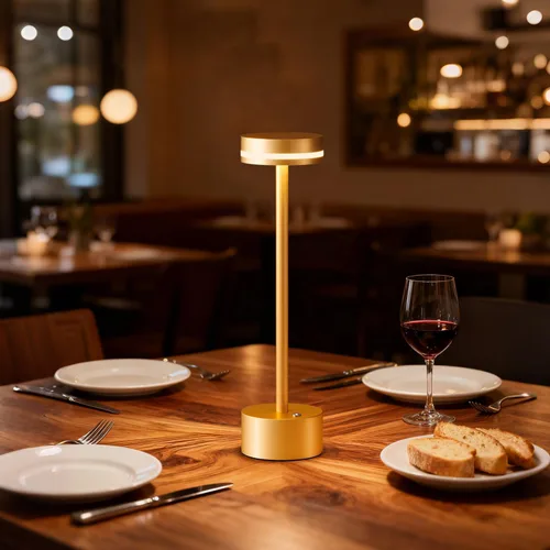 Miniatura 2 de Lámpara de mesa inalámbrica recargable dorada moderna, lámpara táctil de aluminio y batería operada de 4000mAh, lámparas de mesa LED de 3000K