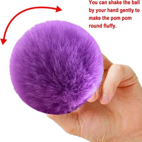 Miniatura 4 de BQTQ 36 Piezas Pompones de Piel Sintética de Conejo con Lazo Elástico DIY Pompón Esponjoso para Sombreros Gorros Zapatos Bufandas Guantes Bolsas