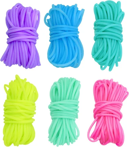 Miniatura 84 de FASHEWELRY 3 rollos de cables de goma huecos para tejer, cable de peluquero de 0.079 pulgadas (0.079 in), cables de silicona para tejer puntada