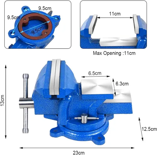 Miniatura 2 de Tornillo de banco resistente de 5 pulgadas, base giratoria de 360° con abrazadera de yunque de acero fundido, tornillo de banco de mesa