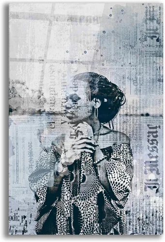 Epic Art Andrea Haase - Arte de pared de cristal acrílico con texto en inglés "Los Angeles City Girl Blue Grey", 12 x 16 pulgadas