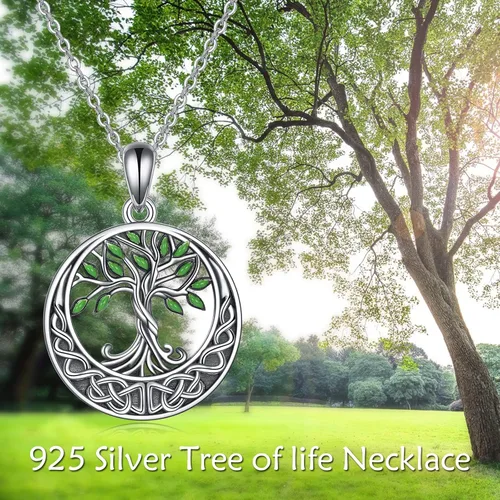 Miniatura 115 de ONEFINITY Collar de plata de ley 925 con diseño de árbol de la vida con colgante de nudo celta de concha de abulón para mujer