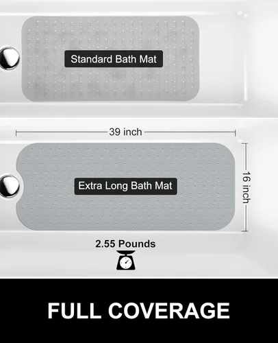Miniatura 5 de OTHWAY Alfombrilla de baño sin ventosa: tapete de baño extra largo de 39 x 16 pulgadas, perfecto para bañeras ordinarias o reacabadas │Hecho de goma