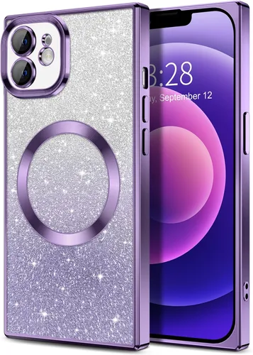 Miniatura 124 de Hython Funda para iPhone 13 Pro transparente con purpurina magnética [compatible con MagSafe] Protector completo de lente de cámara delgado
