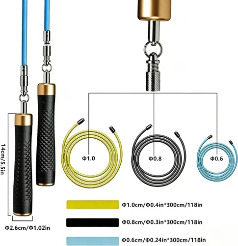 Miniatura 2 de Cuerda para saltar, cuerda de saltar ajustable, cuerda de saltar sin enredos con rodamientos de bolas rápidos, adecuada para hombres, mujeres