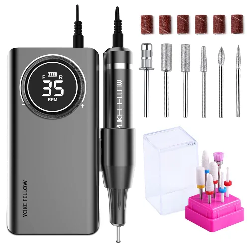 Miniatura 10 de YOKE FELLOW Taladro de uñas profesional - Taladros de uñas de 35000 RPM para uñas acrílicas, máquina profesional de brocas de uñas para eliminación