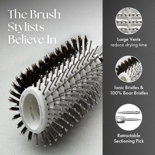 Miniatura 5 de Olivia Garden Turbo Vent Oval Twin & Cepillo de pelo 100% de jabalí