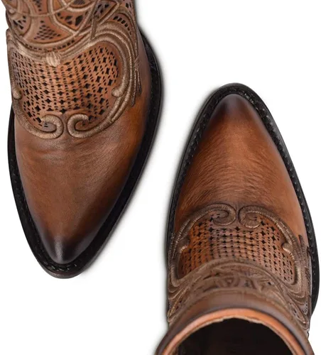 Miniatura 7 de Cuadra Botines para mujer en piel auténtica con bordado y cremallera marrón Marrón
