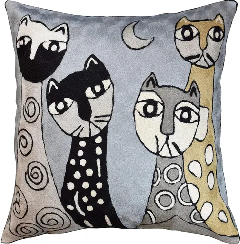 Miniatura 4 de Picasso - Funda de almohada de gato morado, almohada bordada a mano, cojín abstracto de gato, cara de gato en almohada, almohadas decorativas