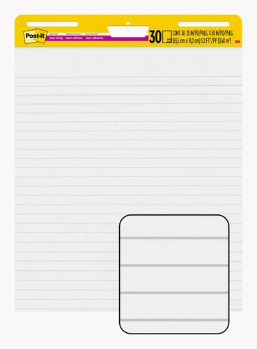 Miniatura 11 de Post-it Bloc para caballete súper adhesivo, 25 x 30 pulgadas, blanco, con líneas, 2 blocs/paquete, 30 hojas/bloc (561WL VAD 2PK) (561WL-VAD-2PK)