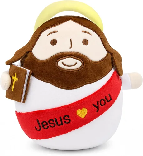 Miniatura 10 de Muñeco de peluche de Jesús, 8 pulgadas, Jesús con la Biblia, capa y Jesús te ama, juguetes de peluche Kawaii para la escuela dominical
