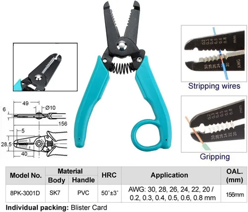 Miniatura 3 de ProsKit 8PK-3001D Alicates de corte electrónico 7 en 1 (AWG 30/28/26/24/22/20)