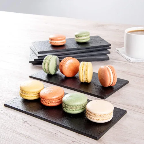 Miniatura 4 de Restaurantware Platos de servir de 7 x 3.5 pulgadas, 100 tablas rectangulares de charcutería, imitan el aspecto de platos de plástico negro pizarra
