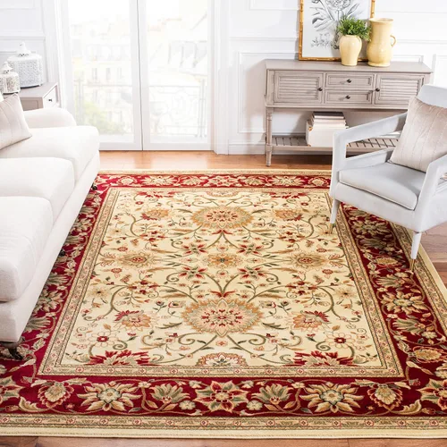 SAFAVIEH Lyndhurst Collection - Alfombra de área de 9 x 12 pies, color marfil y rojo, diseño oriental tradicional, no desprende pelusa y de fácil
