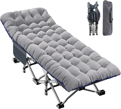 Miniatura 24 de ABORON Catre de Camping para Adultos de 28" Extra Ancho, Resistente 1200D Oxford Catre para Dormir, Cama de Campamento Plegable Portátil con Gris