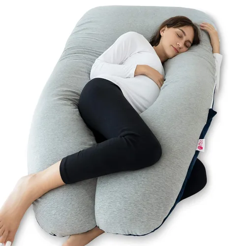 Meiz - Almohada de embarazo, almohadas refrescantes de embarazo para dormir, almohada de embarazo de cuerpo completo con funda reversible de jersey
