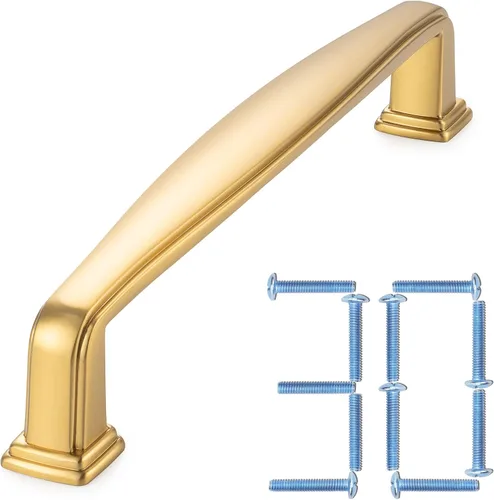 Miniatura 33 de KOOFIZO Paquete de 10 pomos dorados cepillados, pomos dorados para cajones, K02, tiradores cuadrados de un solo agujero para gabinetes, cajones