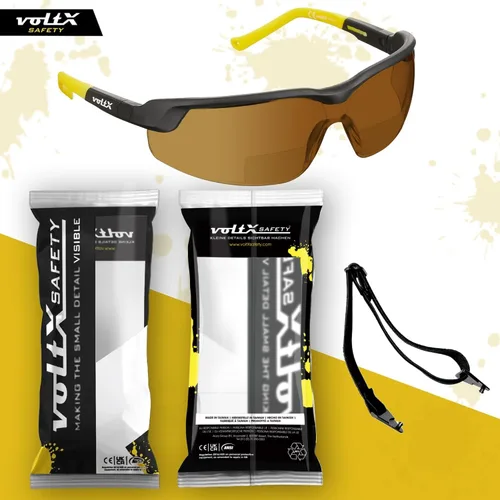 Miniatura 5 de voltX GT - Lentes de seguridad bifocales ajustables para lectura (lente marrón +1.0), ANSI Z87.1+ y CE EN166FT, revestimiento antiniebla, lente