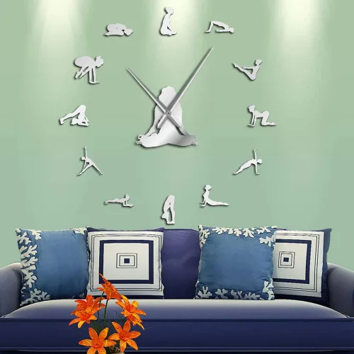 Miniatura 3 de The Geeky Days Yoga Poses DIY Reloj de pared gigante Encuentra tu equilibrio Arte de pared de meditación Decoración del hogar Reloj de pared grande