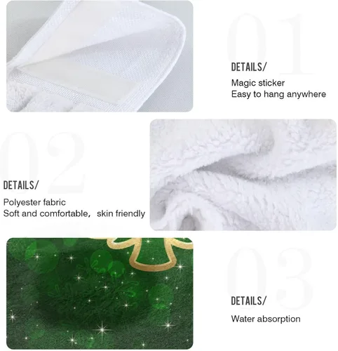 Miniatura 5 de Fondo verde con árbol de Navidad, toallas de cocina colgantes, 2 piezas, toallas de baño de mano, toallas de cocina, toalla de corbata, paños de té