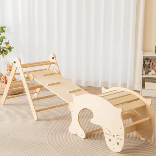 Miniatura 14 de Costzon Pikler - Juego de triángulos plegables 9 en 1, juguetes de escalada para bebés, juego de escalada Montessori de madera para aprendizaje