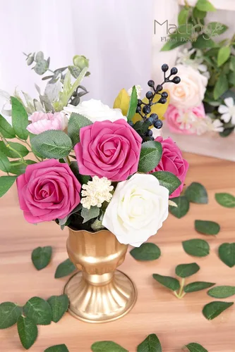 Miniatura 6 de MACTING 30 rosas de flores artificiales, flores falsas de tacto real con tallos, rosas de espuma para ramo de boda, fiesta, centros de mesa, baby