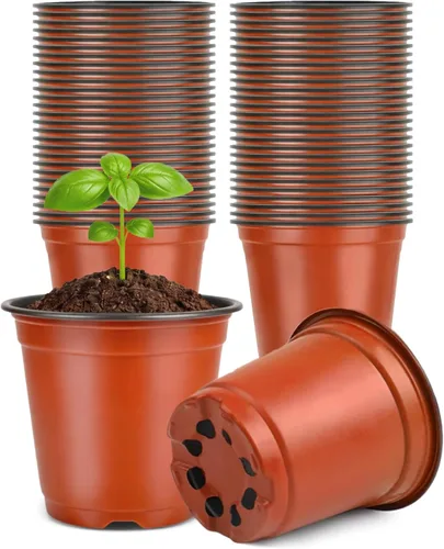 Miniatura 8 de KINGLAKE 100 piezas de plantas de plástico de 6 pulgadas, macetas de vivero, plantas de semillero, contenedor de plantas de flores, macetas de Negro