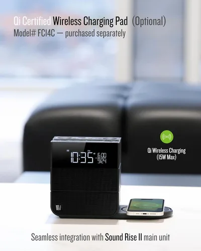 Miniatura 8 de Soundfreaq Sound Rise II, SFQ-16: Radio despertador de cabecera y bocina Bluetooth, con pantalla grande, radio FM, carga USB rápida y sonido