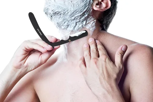 Miniatura 4 de Utopia Care - Rasuradora de seguridad profesional, para peluquero, de borde recto, con 100 cuchillas Derby, 100 % acero inoxidable, (negro)